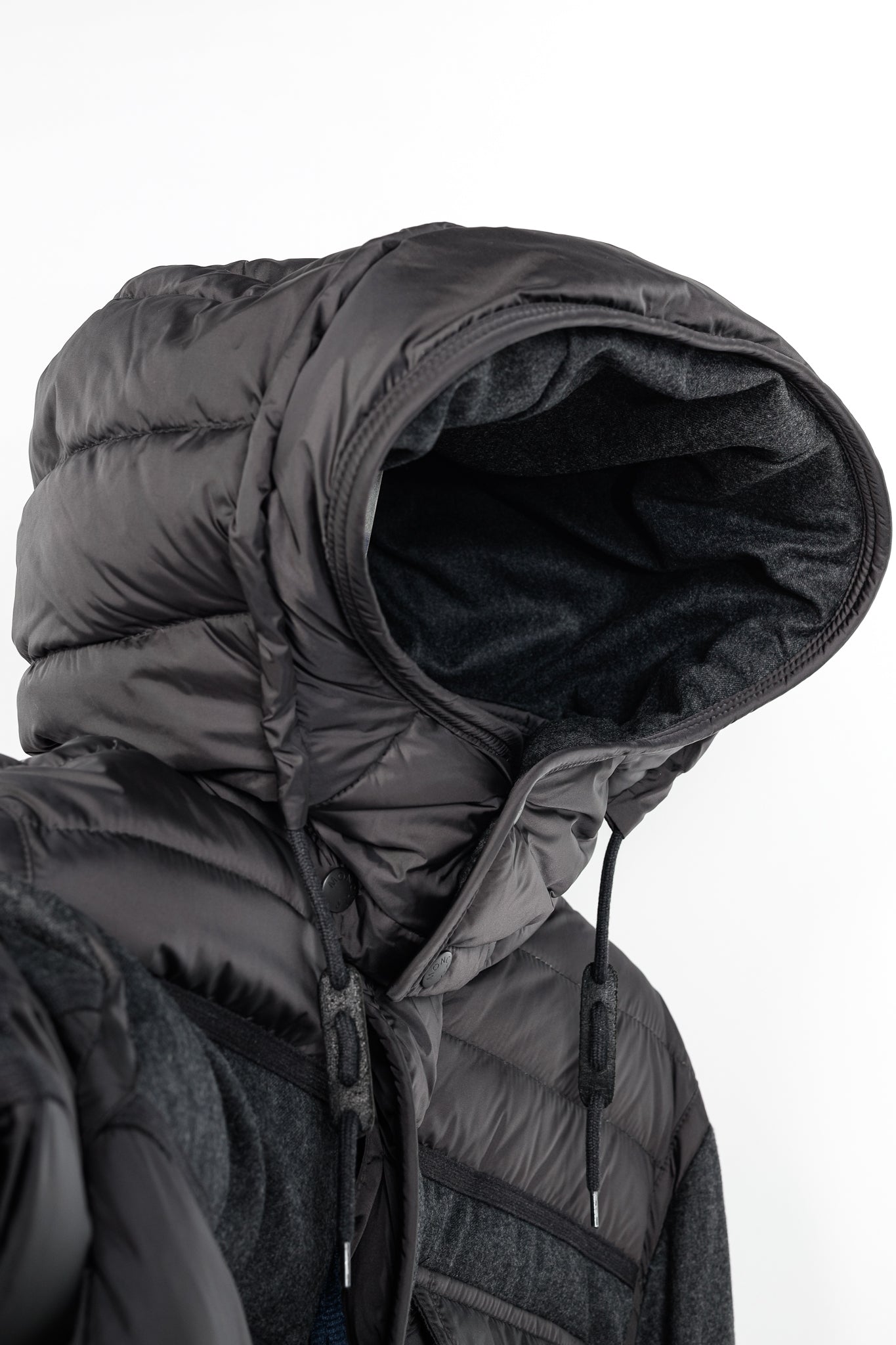Moncler Ryan Charcoal Nylon & Wool Hooded Down Jacket