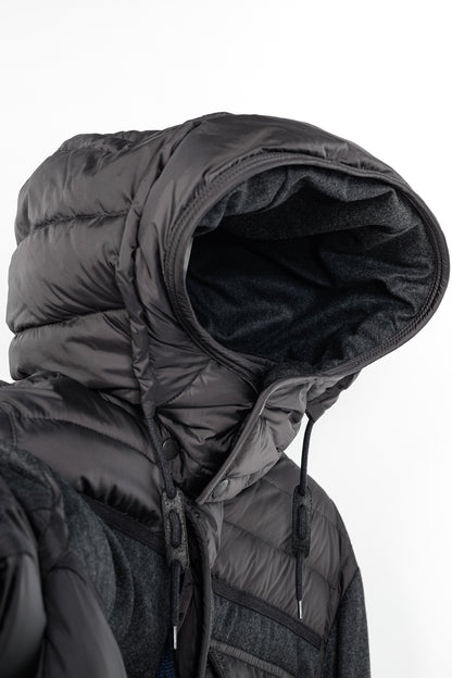 Moncler Ryan Charcoal Nylon & Wool Hooded Down Jacket