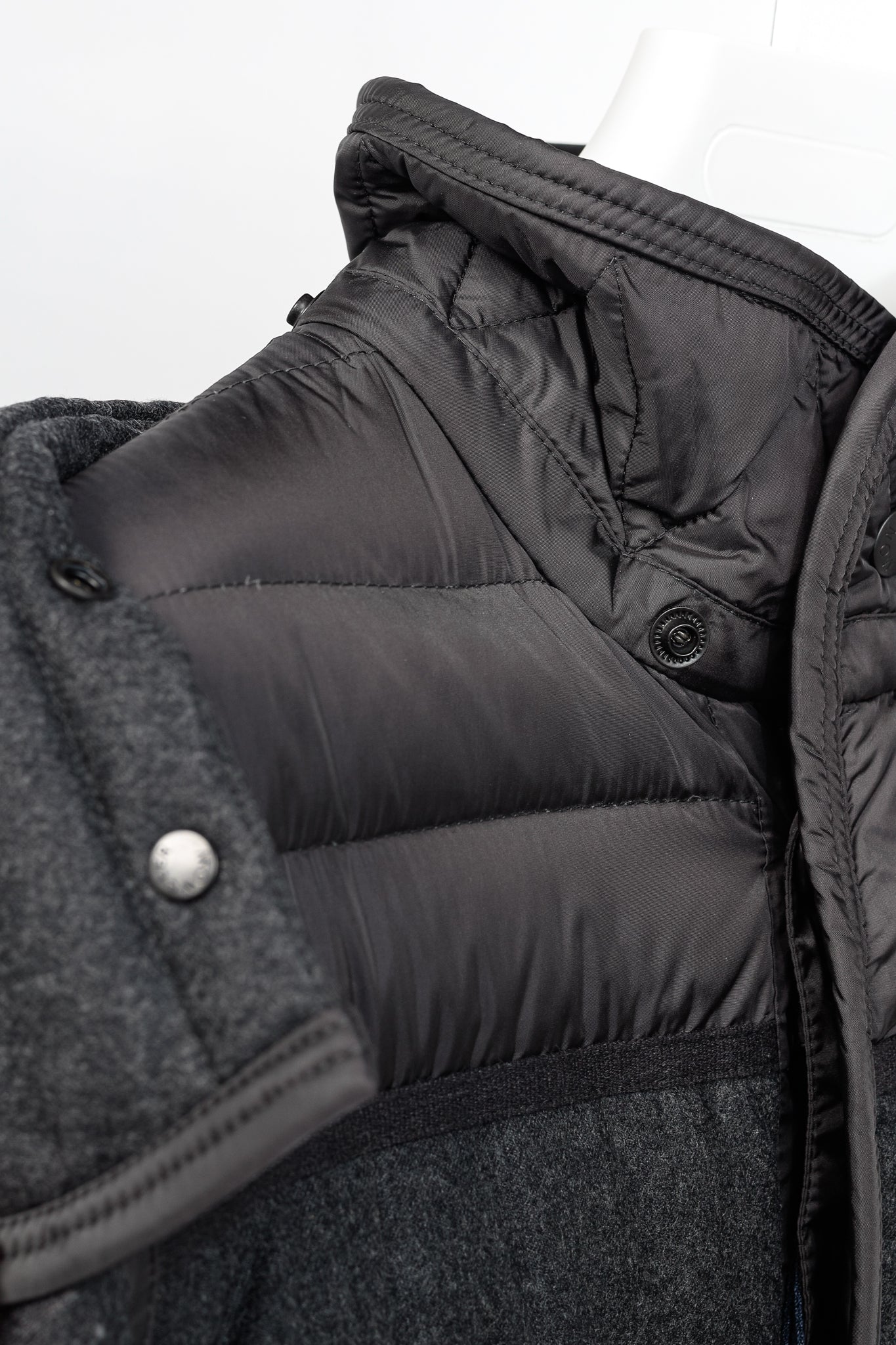 Moncler Ryan Charcoal Nylon & Wool Hooded Down Jacket