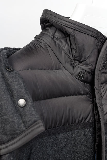Moncler Ryan Charcoal Nylon & Wool Hooded Down Jacket