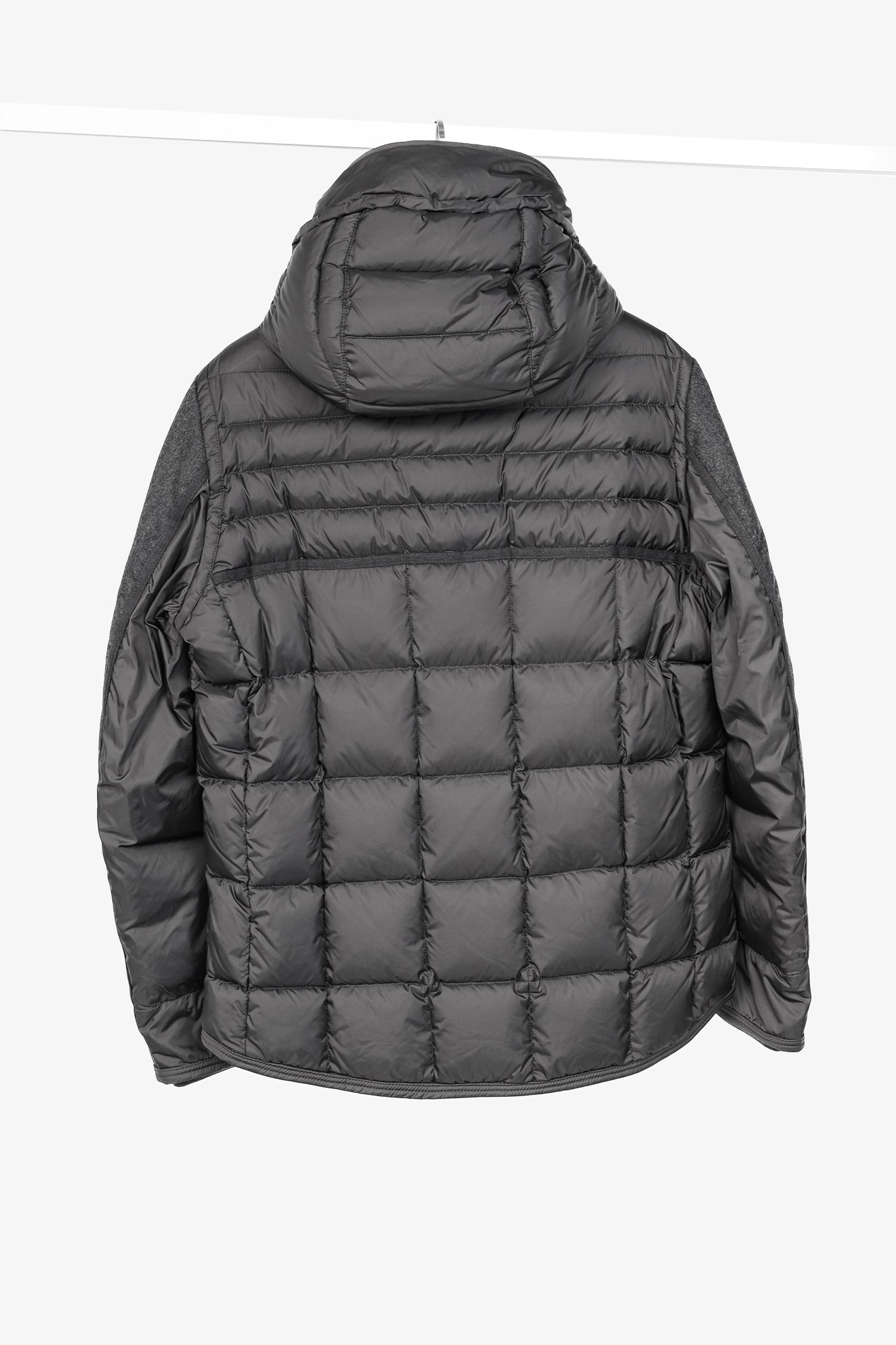 Moncler Ryan Charcoal Nylon & Wool Hooded Down Jacket