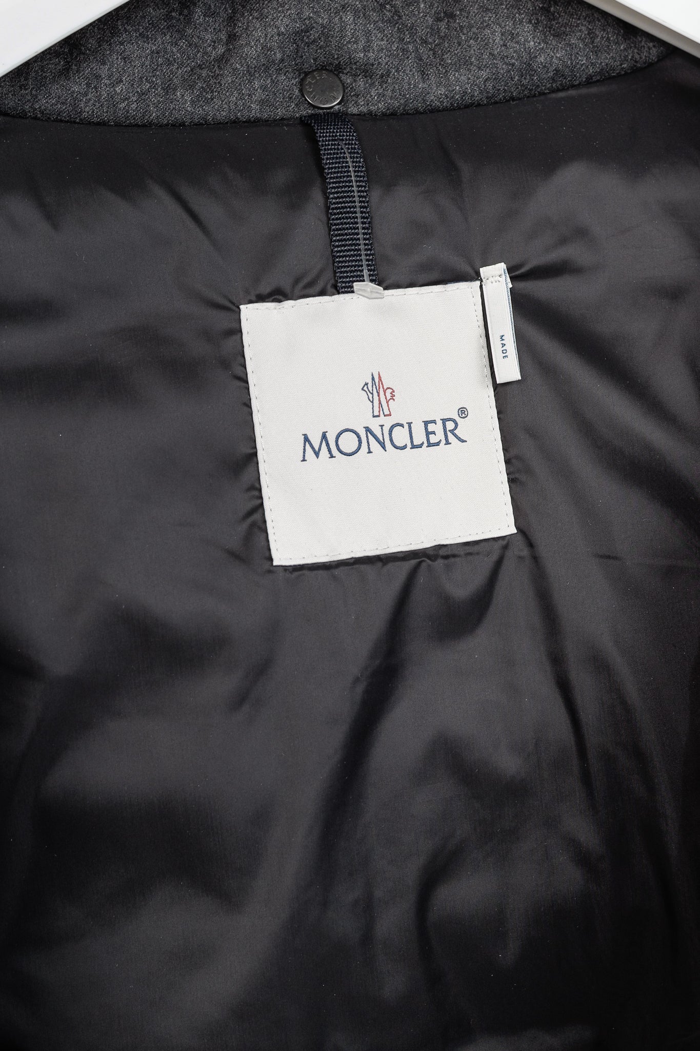 Moncler Ryan Charcoal Nylon & Wool Hooded Down Jacket