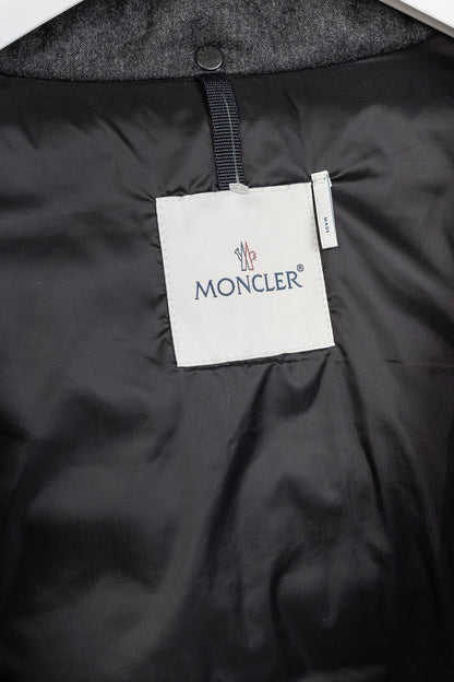 Moncler Ryan Charcoal Nylon & Wool Hooded Down Jacket