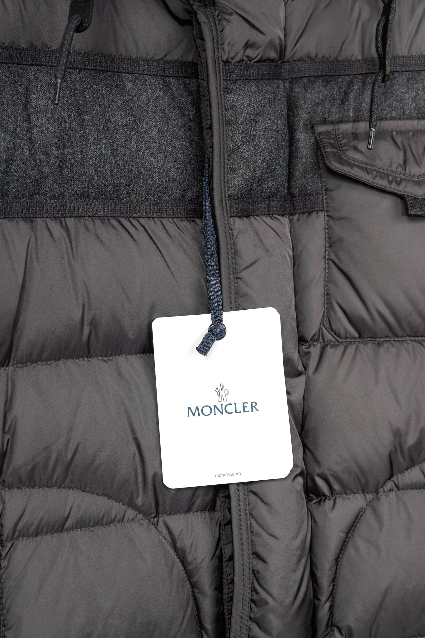Moncler Ryan Charcoal Nylon & Wool Hooded Down Jacket