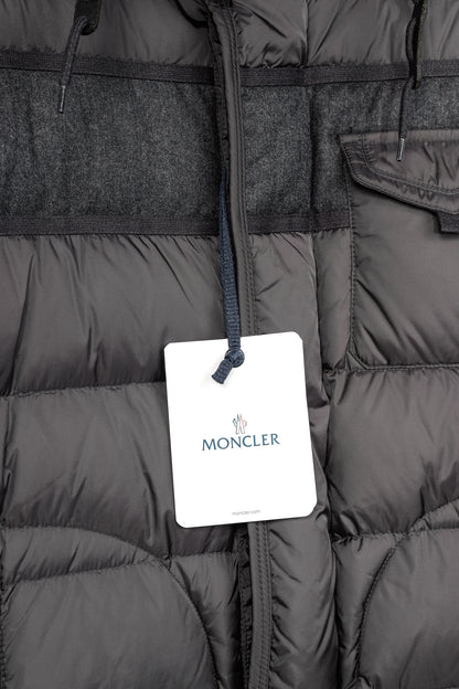 Moncler Ryan Charcoal Nylon & Wool Hooded Down Jacket