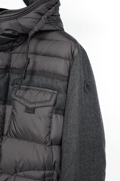 Moncler Ryan Charcoal Nylon & Wool Hooded Down Jacket