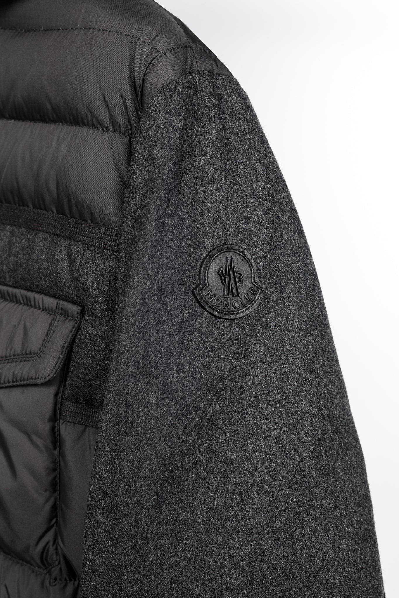 Moncler Ryan Charcoal Nylon & Wool Hooded Down Jacket