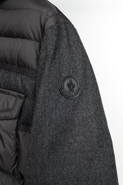 Moncler Ryan Charcoal Nylon & Wool Hooded Down Jacket