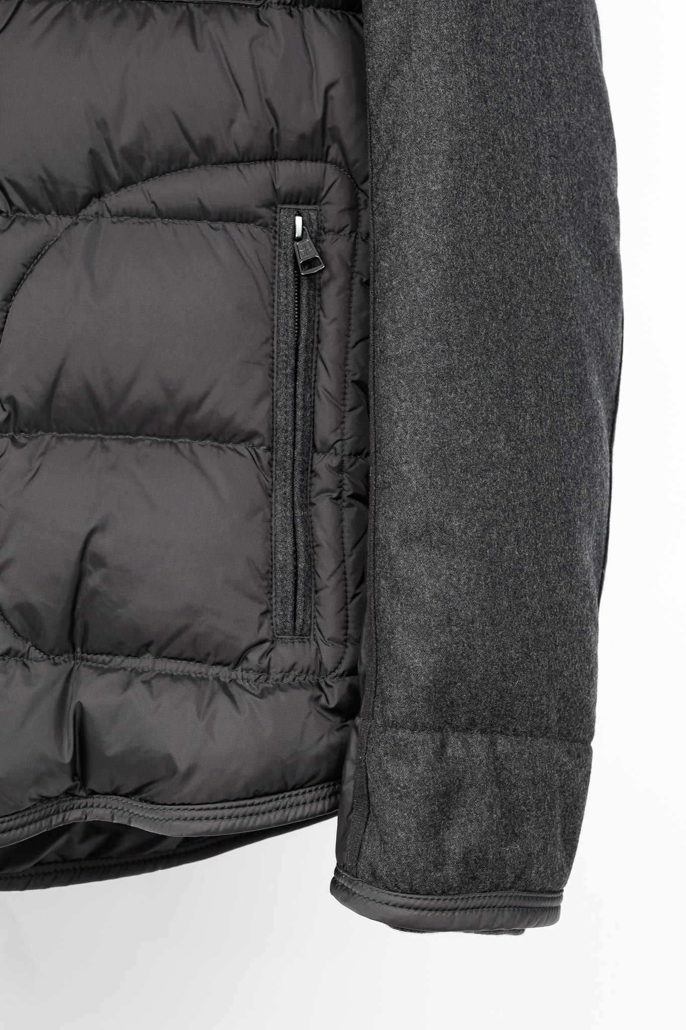 Moncler Ryan Charcoal Nylon & Wool Hooded Down Jacket