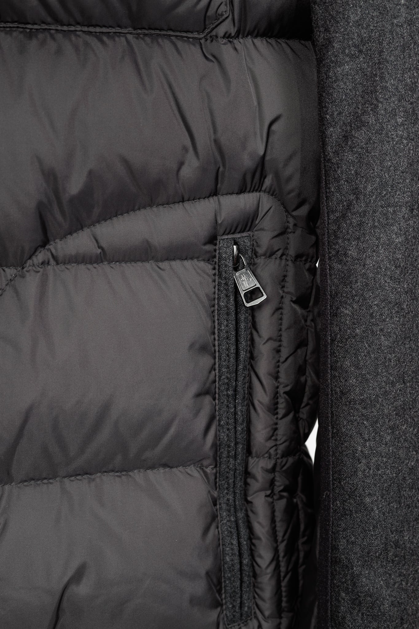 Moncler Ryan Charcoal Nylon & Wool Hooded Down Jacket