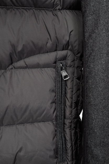 Moncler Ryan Charcoal Nylon & Wool Hooded Down Jacket