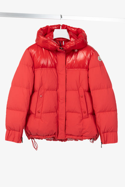 Moncler Etival Red Quilted Hooded Down Jacket