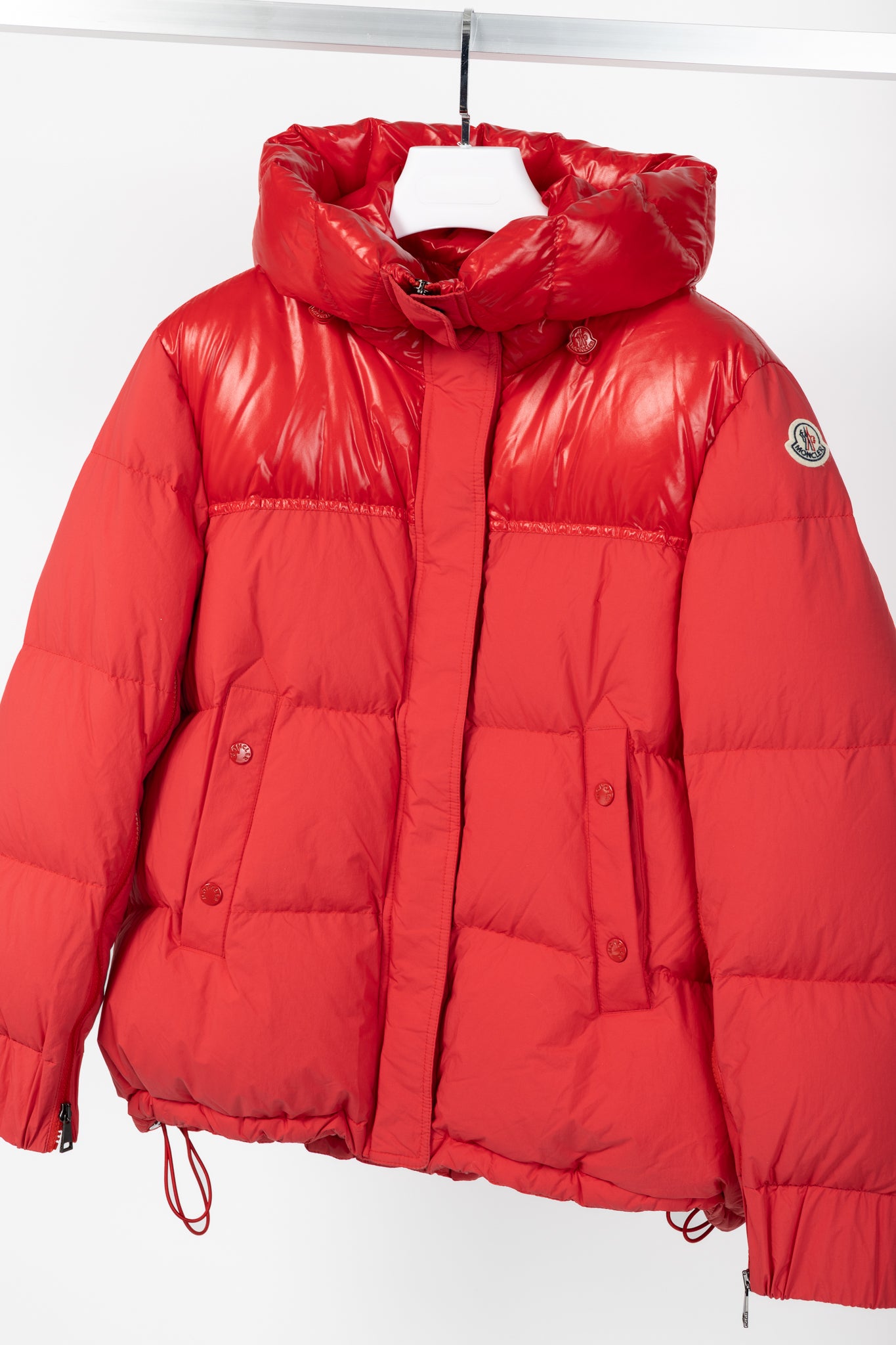 Moncler Etival Red Quilted Hooded Down Jacket