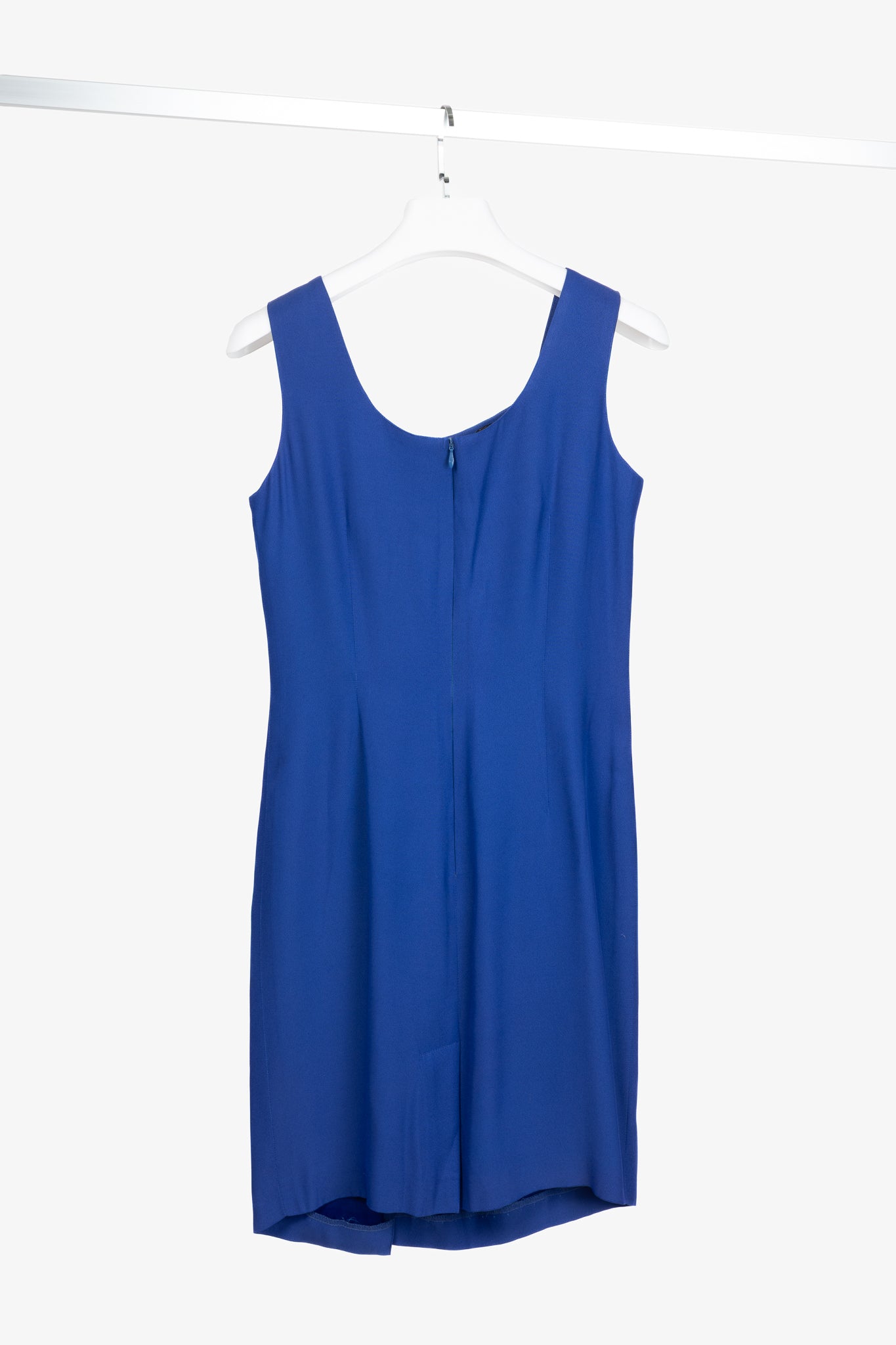 Mondi Gala Blue Crepe Jewel-Embellished Sheath Dress
