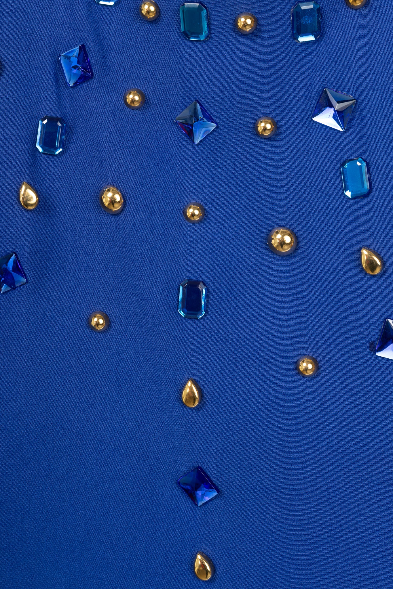 Mondi Gala Blue Crepe Jewel-Embellished Sheath Dress