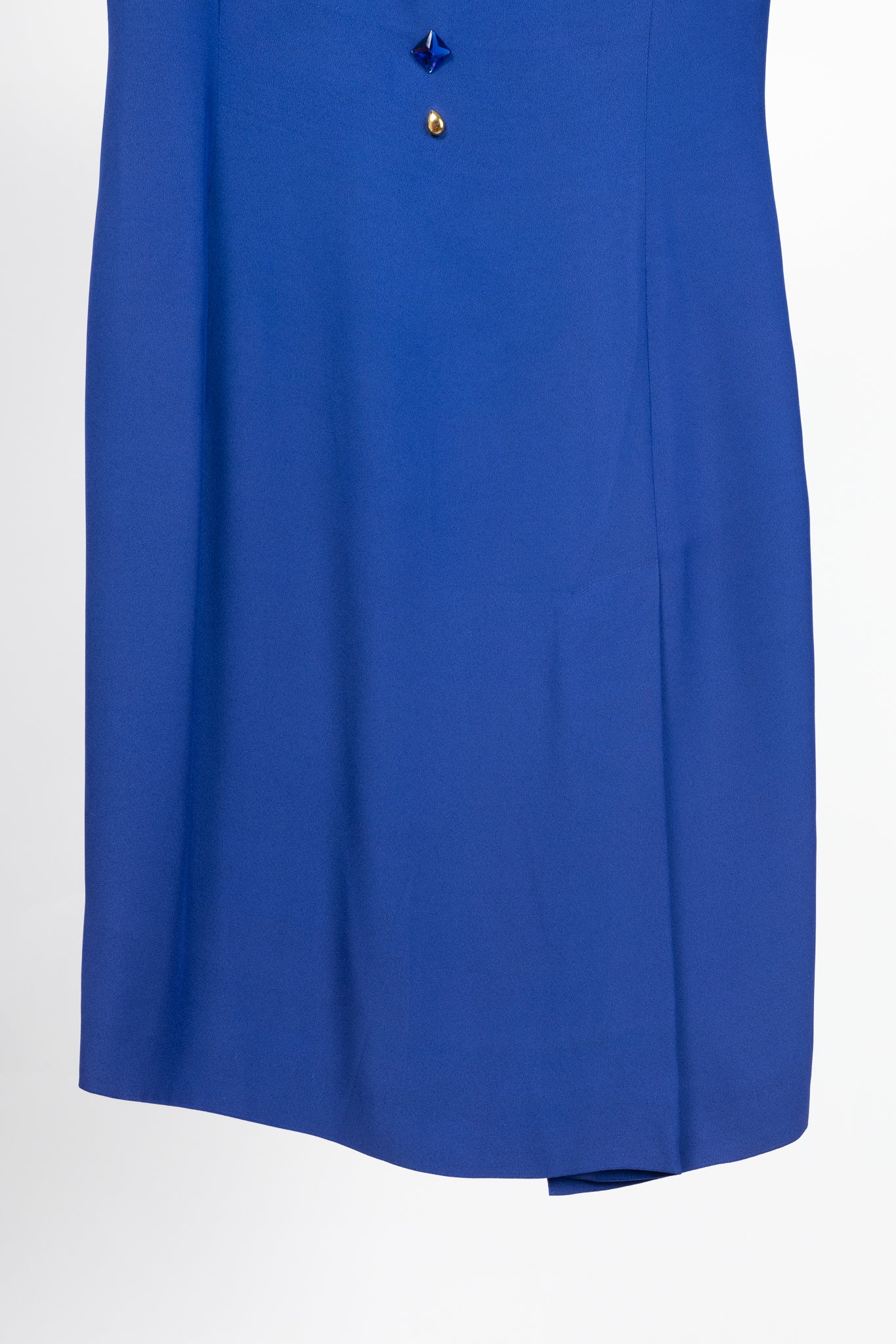 Mondi Gala Blue Crepe Jewel-Embellished Sheath Dress