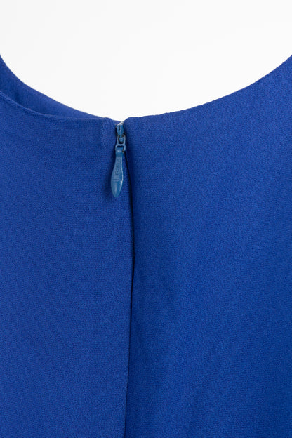 Mondi Gala Blue Crepe Jewel-Embellished Sheath Dress