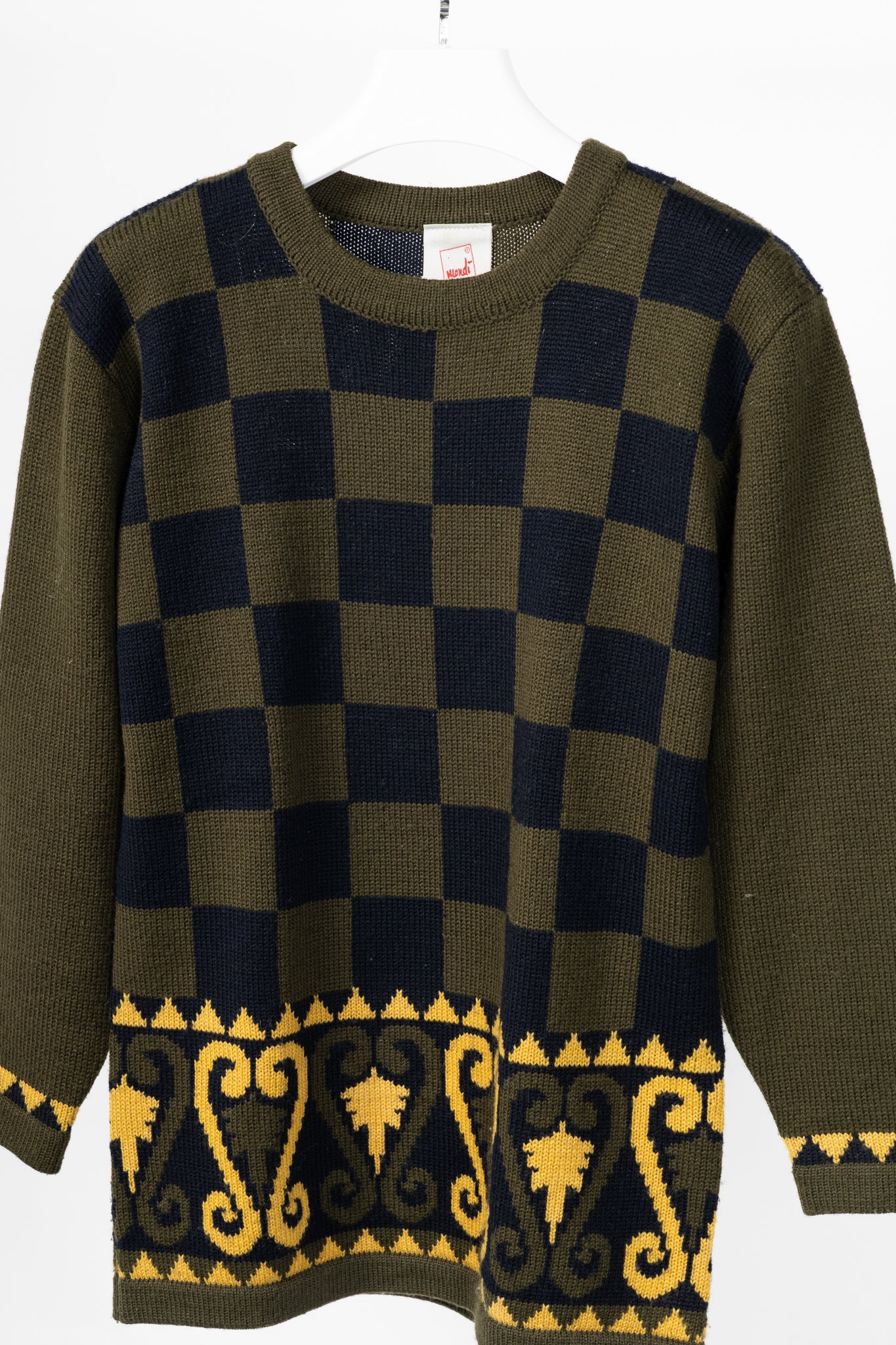 Mondi Green & Black Checkered Wool-Blend Sweater