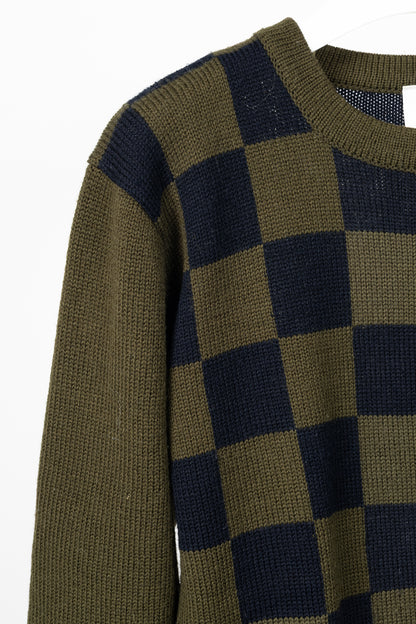 Mondi Green & Black Checkered Wool-Blend Sweater