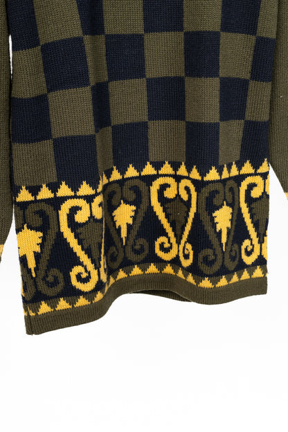 Mondi Green & Black Checkered Wool-Blend Sweater