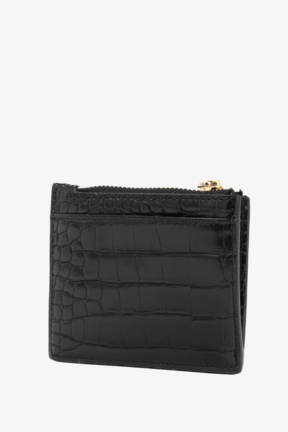 Love Moschino Black Croc-Embossed Faux-Leather Zip Card Wallet