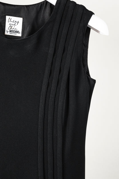 Moschino Cheap and Chic Black Tonal-Piping Sleeveless Dress