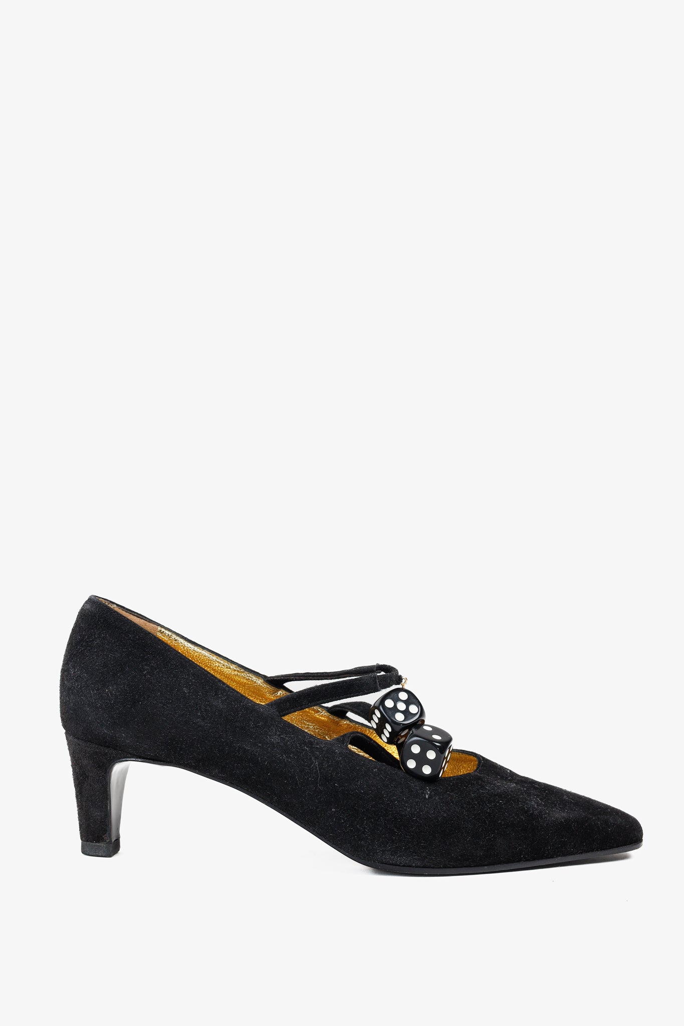 Moschino Vintage Black Suede Lucky Dice Pumps