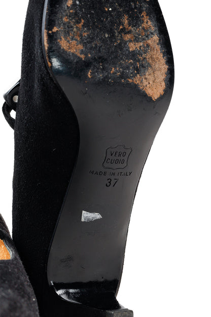 Moschino Vintage Black Suede Lucky Dice Pumps