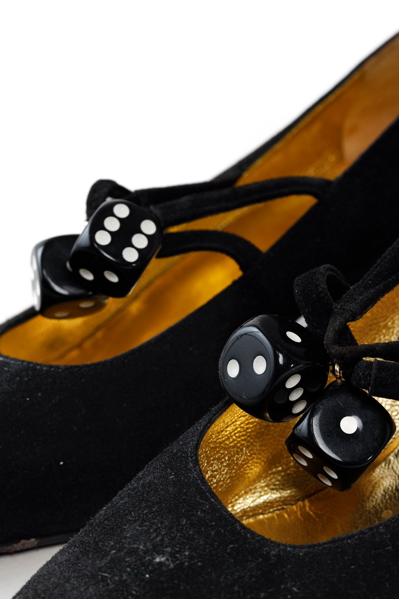 Moschino Vintage Black Suede Lucky Dice Pumps