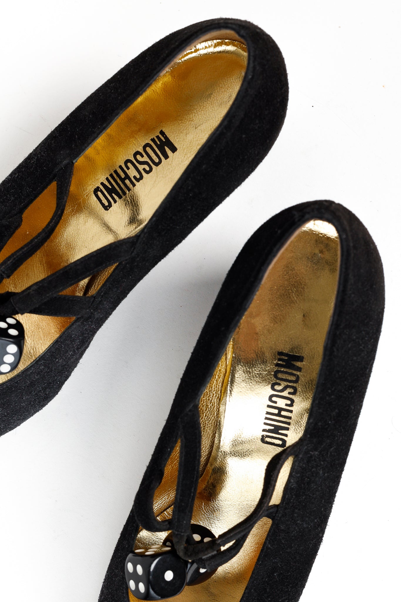 Moschino Vintage Black Suede Lucky Dice Pumps