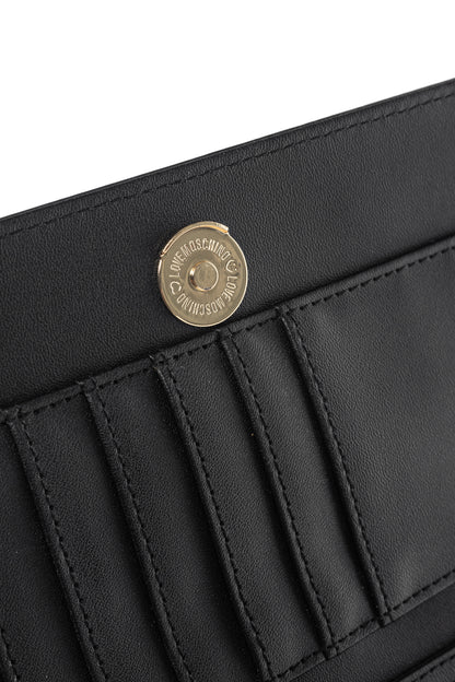 Love Moschino Black Croc-Embossed Faux-Leather Flap Crossbody