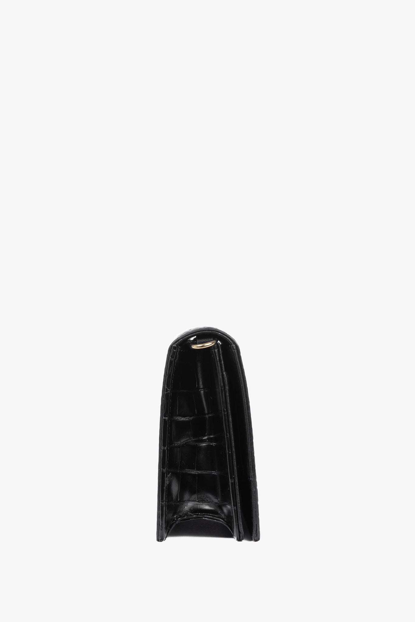 Love Moschino Black Croc-Embossed Faux-Leather Flap Crossbody