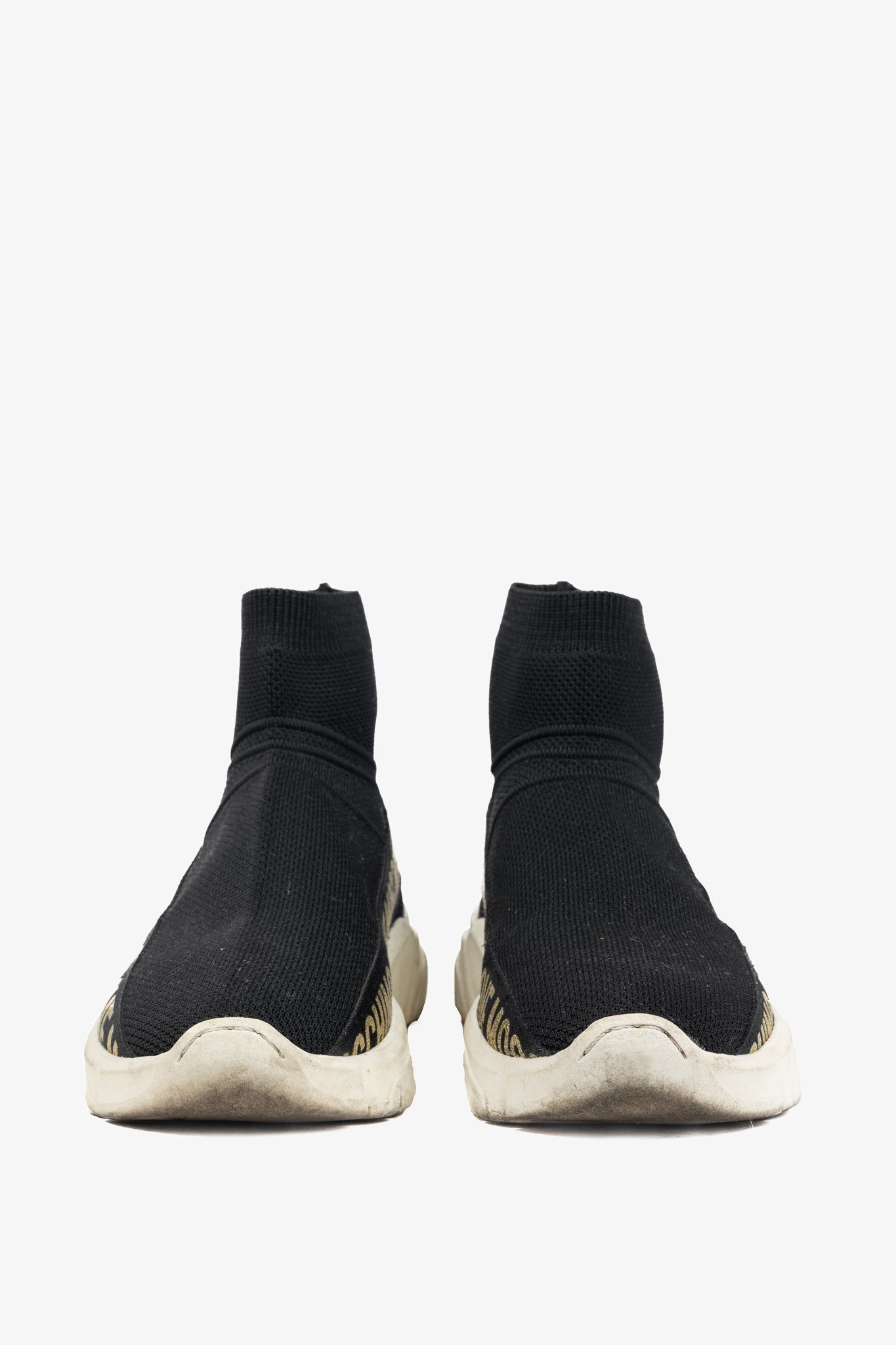 Love Moschino Black Glitter-Logo Sock Sneakers