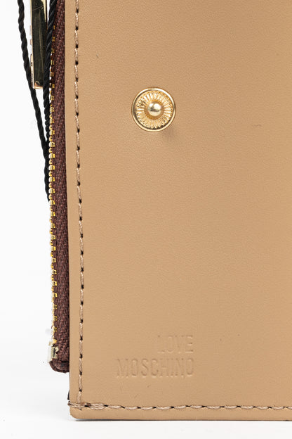 Love Moschino Brown Croc-Embossed Faux-Leather Compact Wallet