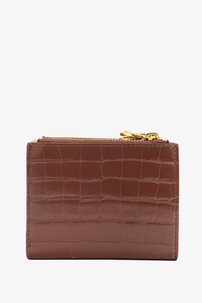 Love Moschino Brown Croc-Embossed Faux-Leather Compact Wallet