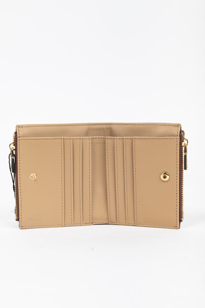 Love Moschino Brown Croc-Embossed Faux-Leather Compact Wallet