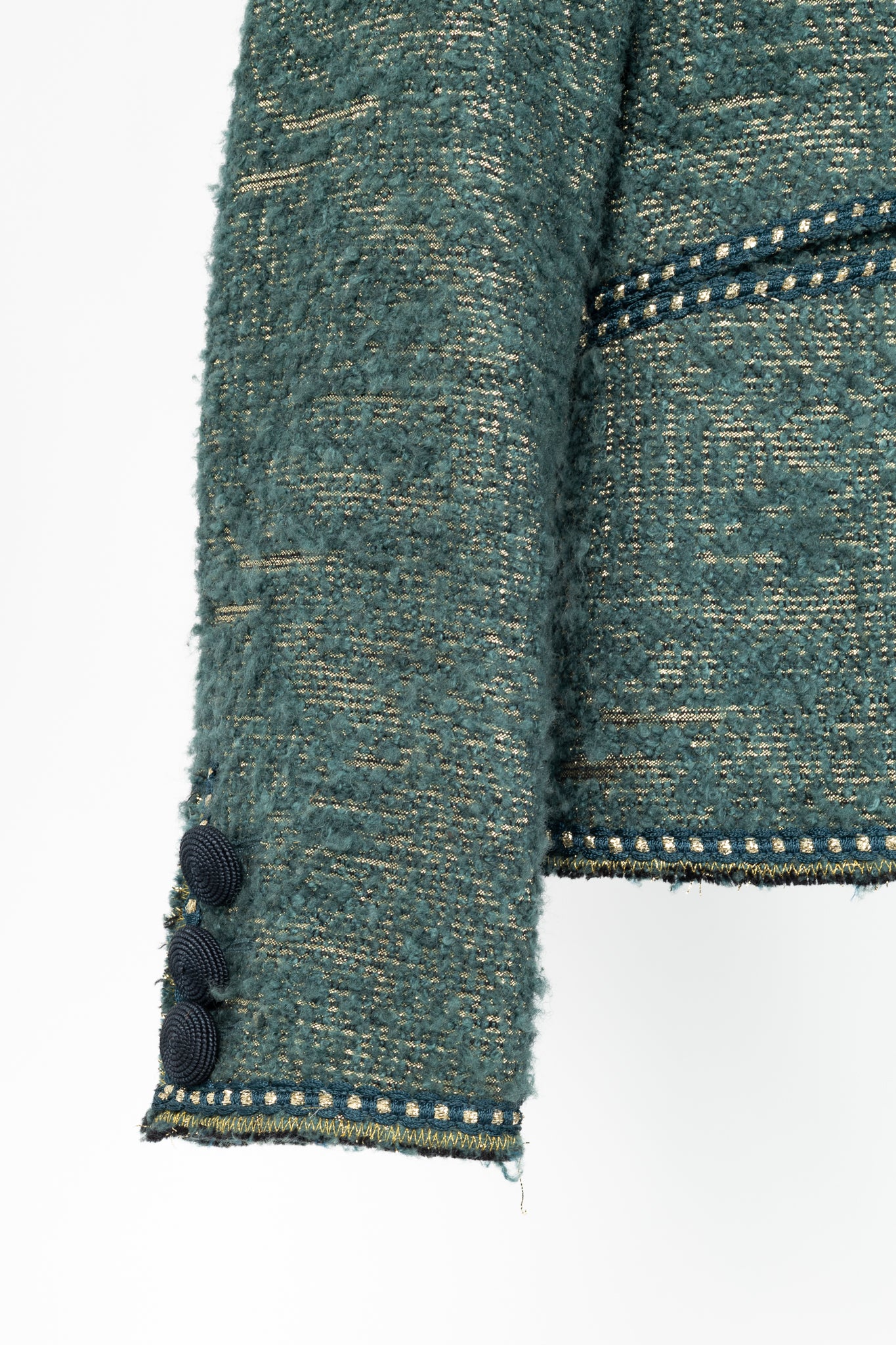 Moschino Cheap and Chic Metallic Green Boucle-Wool Blazer