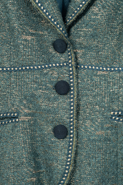Moschino Cheap and Chic Metallic Green Boucle-Wool Blazer