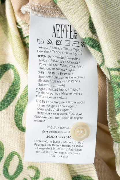Moschino AW/19 Green Wool Money-Print Ruched Cardigan