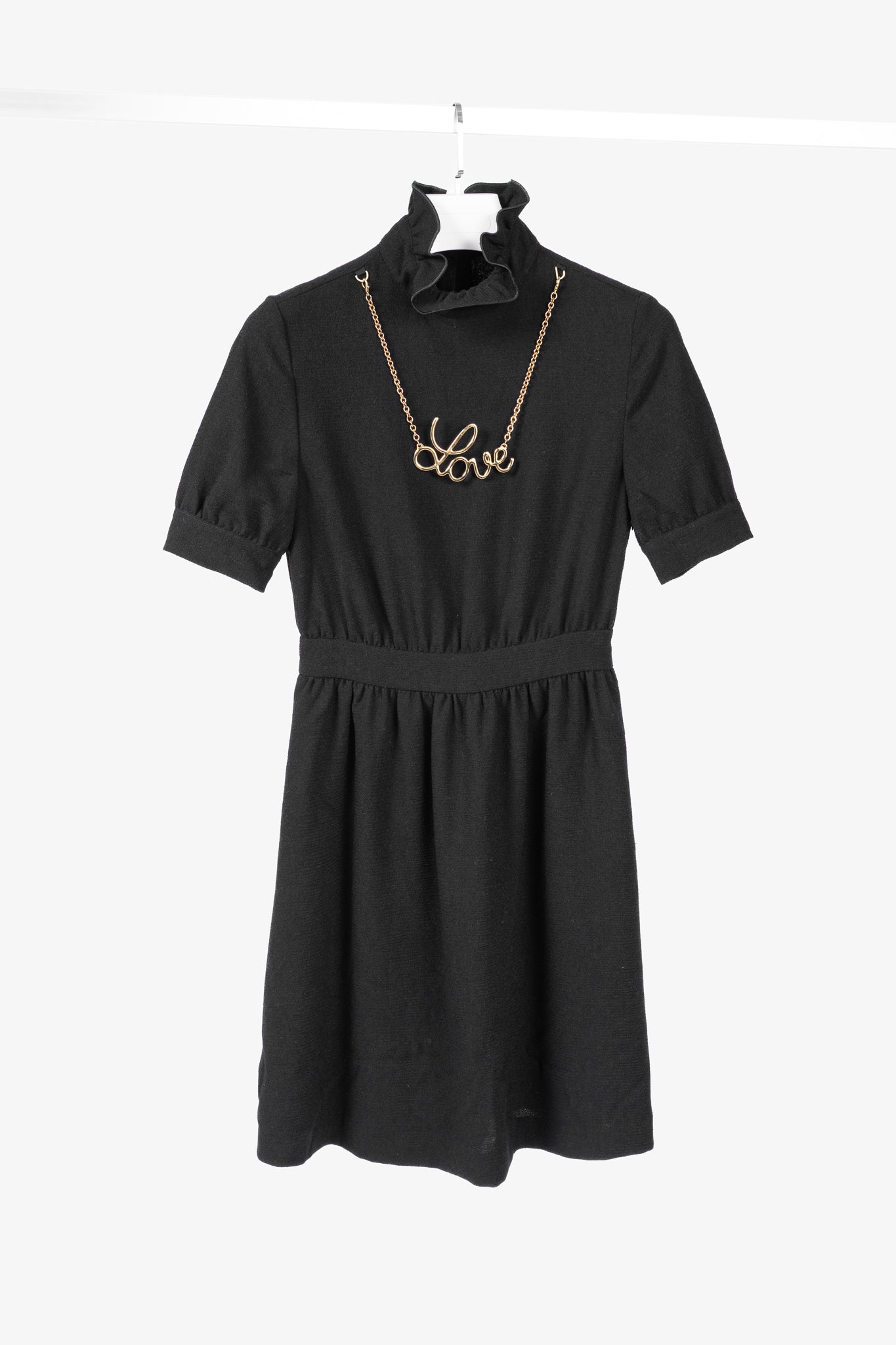 Love Moschino Black Crepe "Love"-Necklace Mini Dress