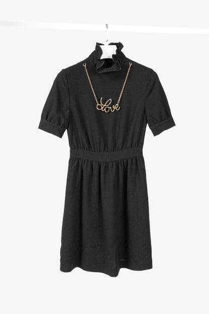 Love Moschino Black Crepe "Love"-Necklace Mini Dress