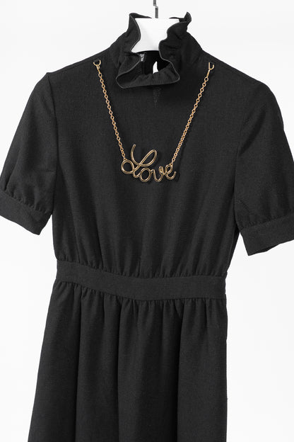 Love Moschino Black Crepe "Love"-Necklace Mini Dress