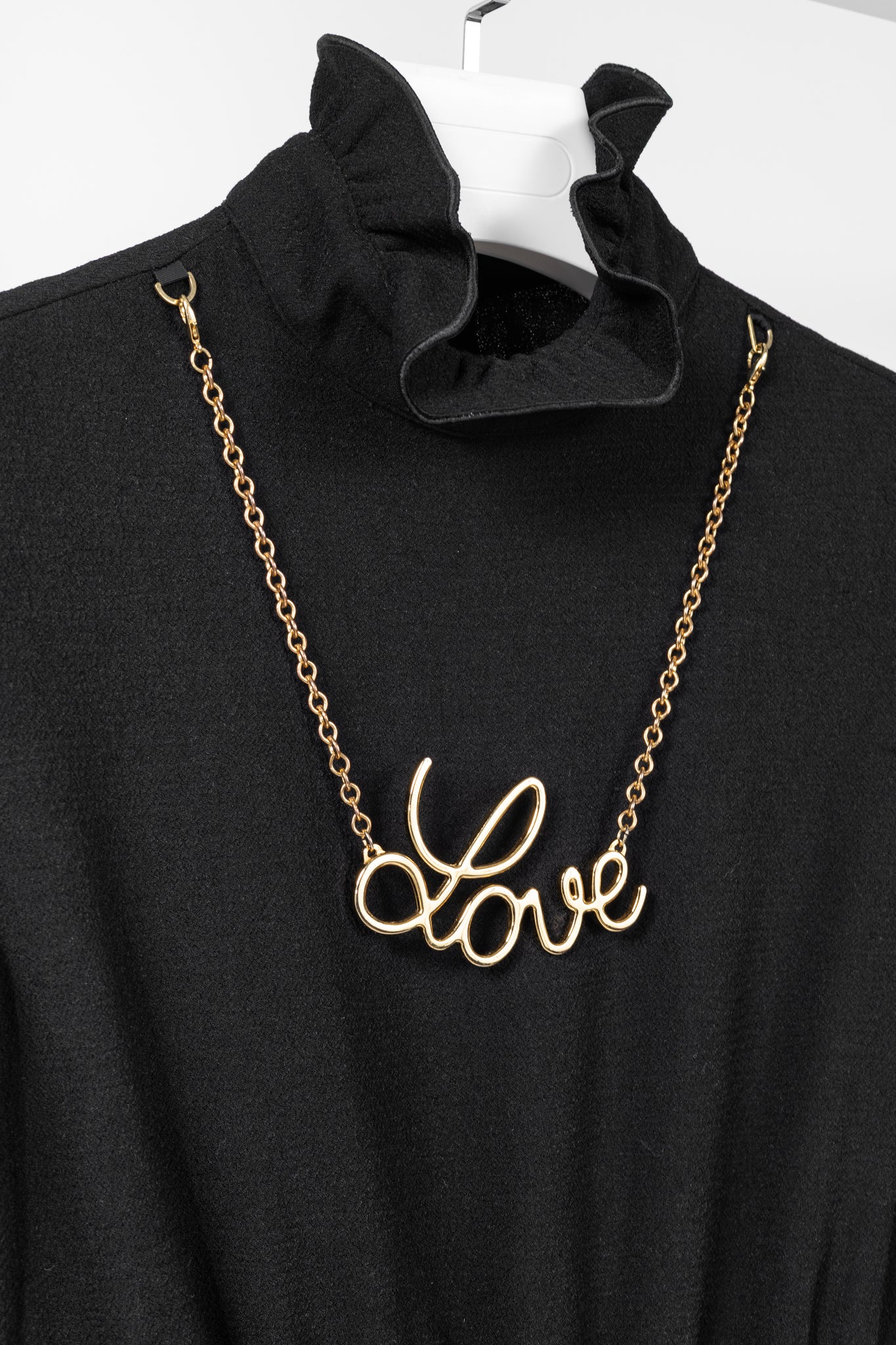 Love Moschino Black Crepe "Love"-Necklace Mini Dress