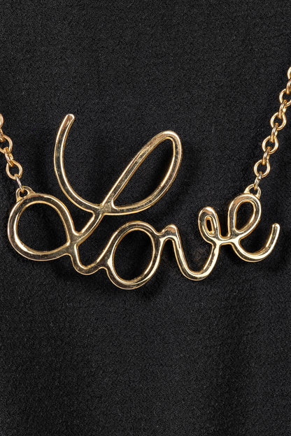 Love Moschino Black Crepe "Love"-Necklace Mini Dress