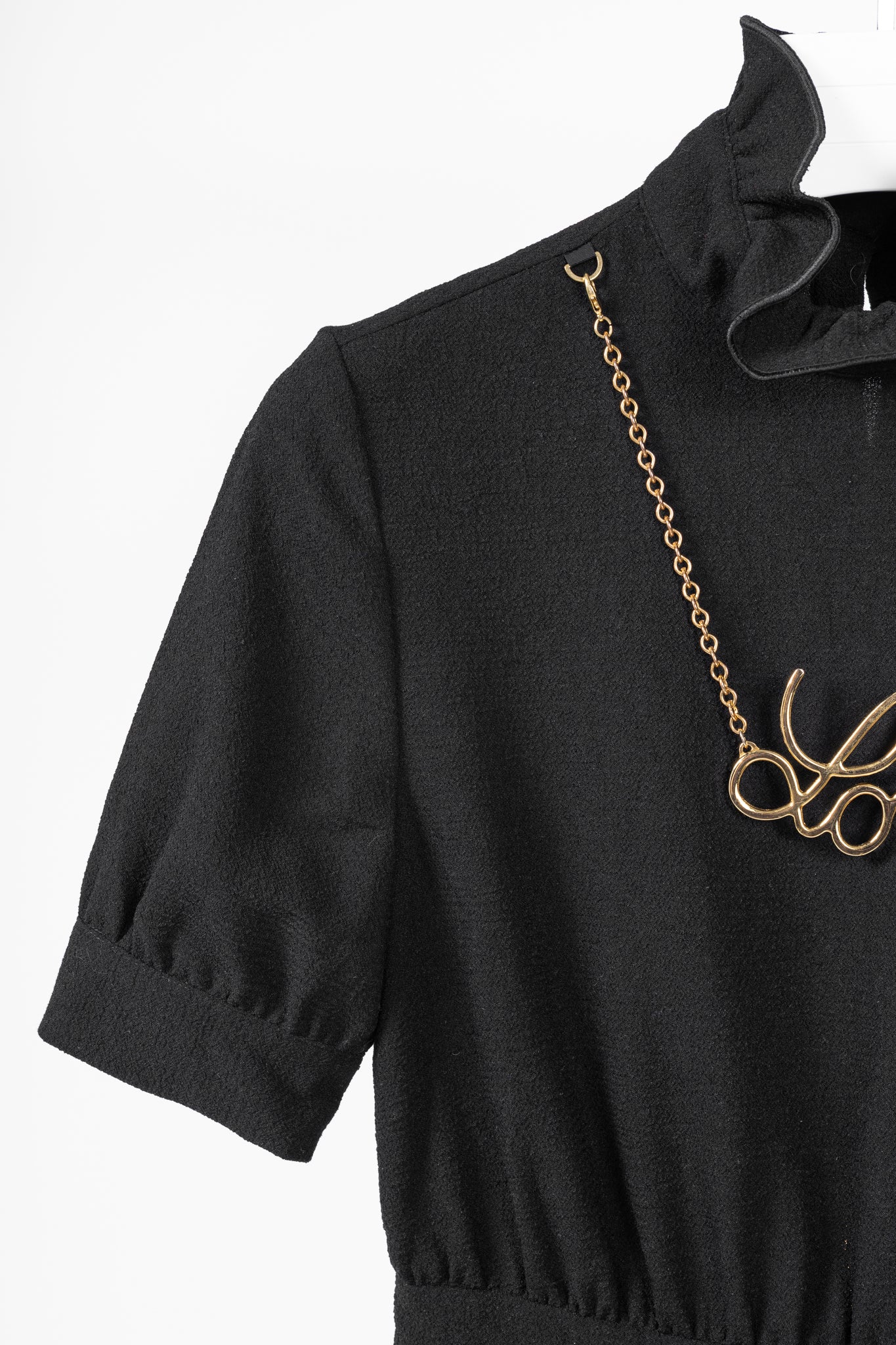 Love Moschino Black Crepe "Love"-Necklace Mini Dress