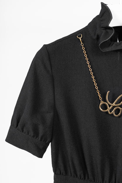 Love Moschino Black Crepe "Love"-Necklace Mini Dress