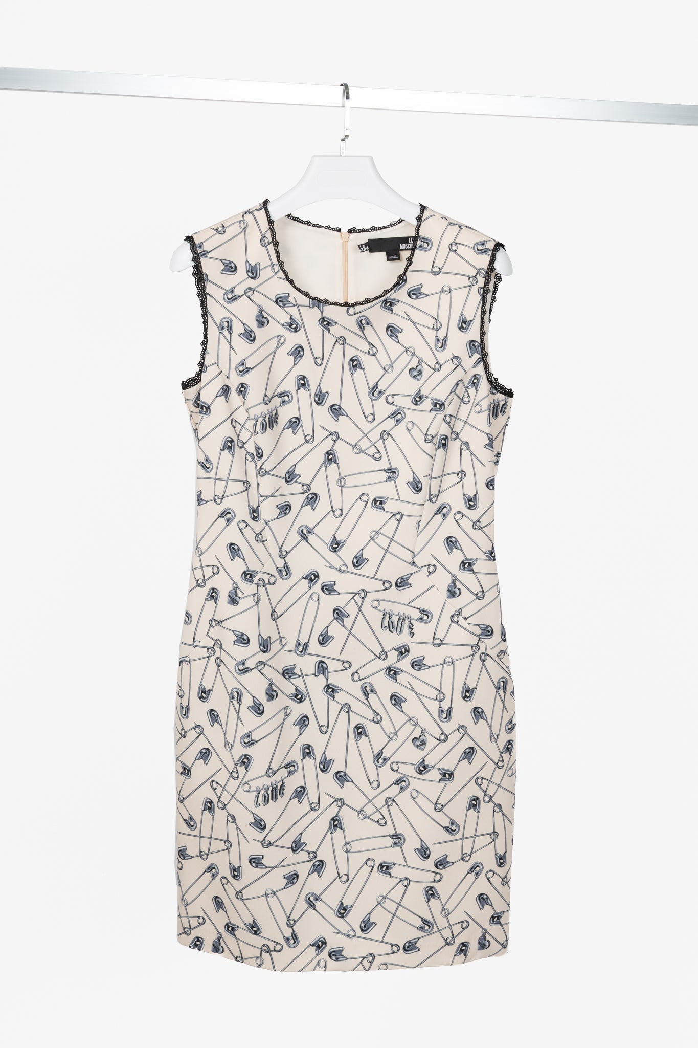 Love Moschino Cream Safety-Pin-Print Sheath Dress