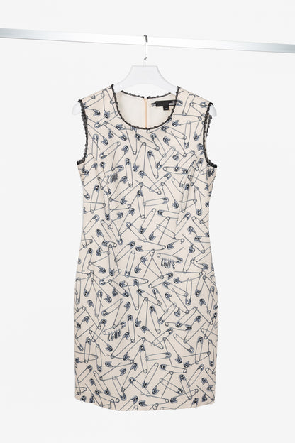 Love Moschino Cream Safety-Pin-Print Sheath Dress