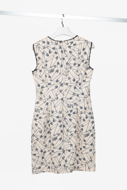 Love Moschino Cream Safety-Pin-Print Sheath Dress
