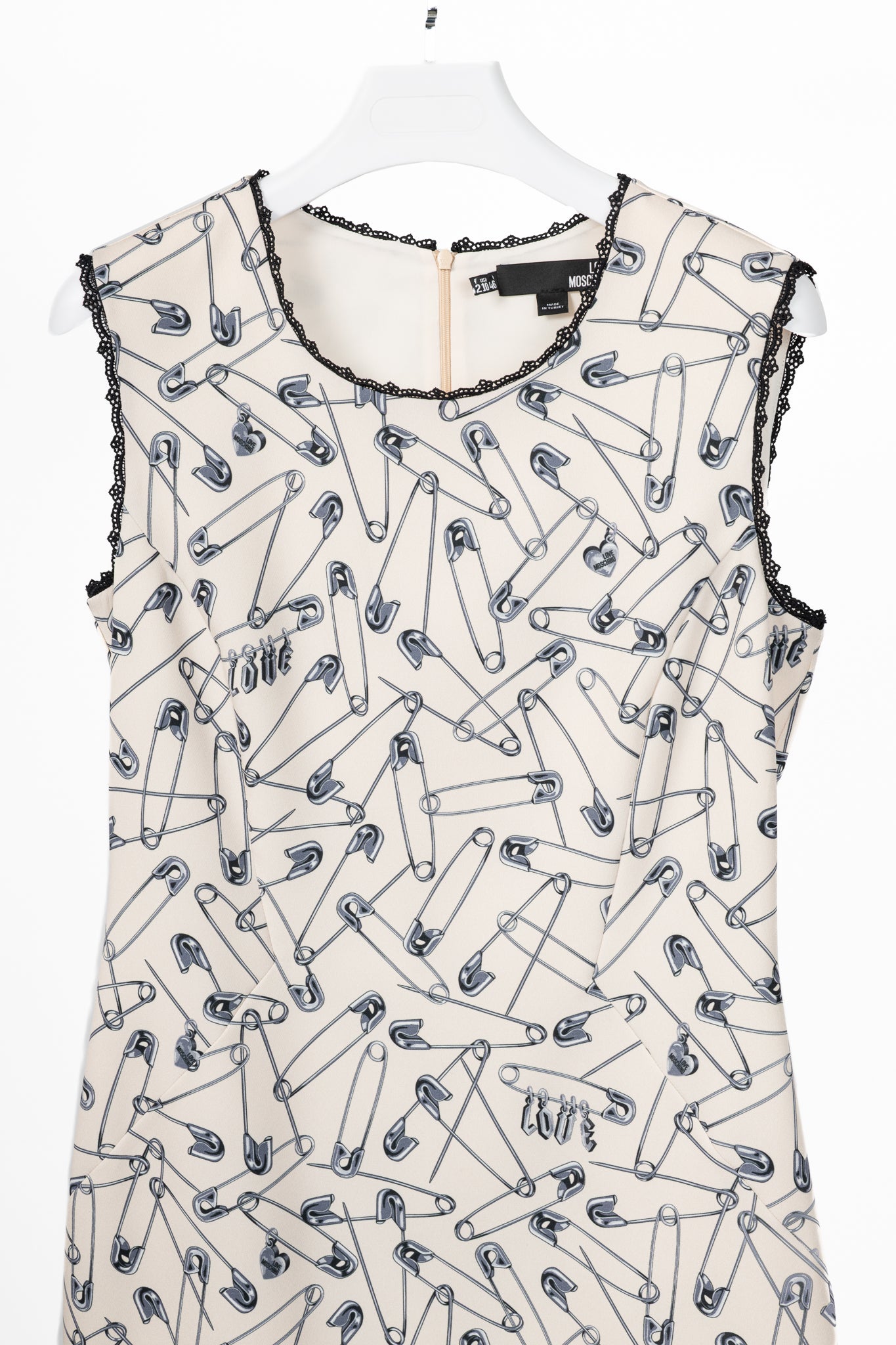 Love Moschino Cream Safety-Pin-Print Sheath Dress